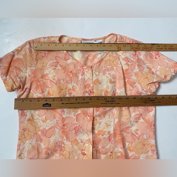 Liz Claiborne Linen Blend Wrap Skirt Suit 2 piece Peach Floral Size S/6 - Picture 9 of 16